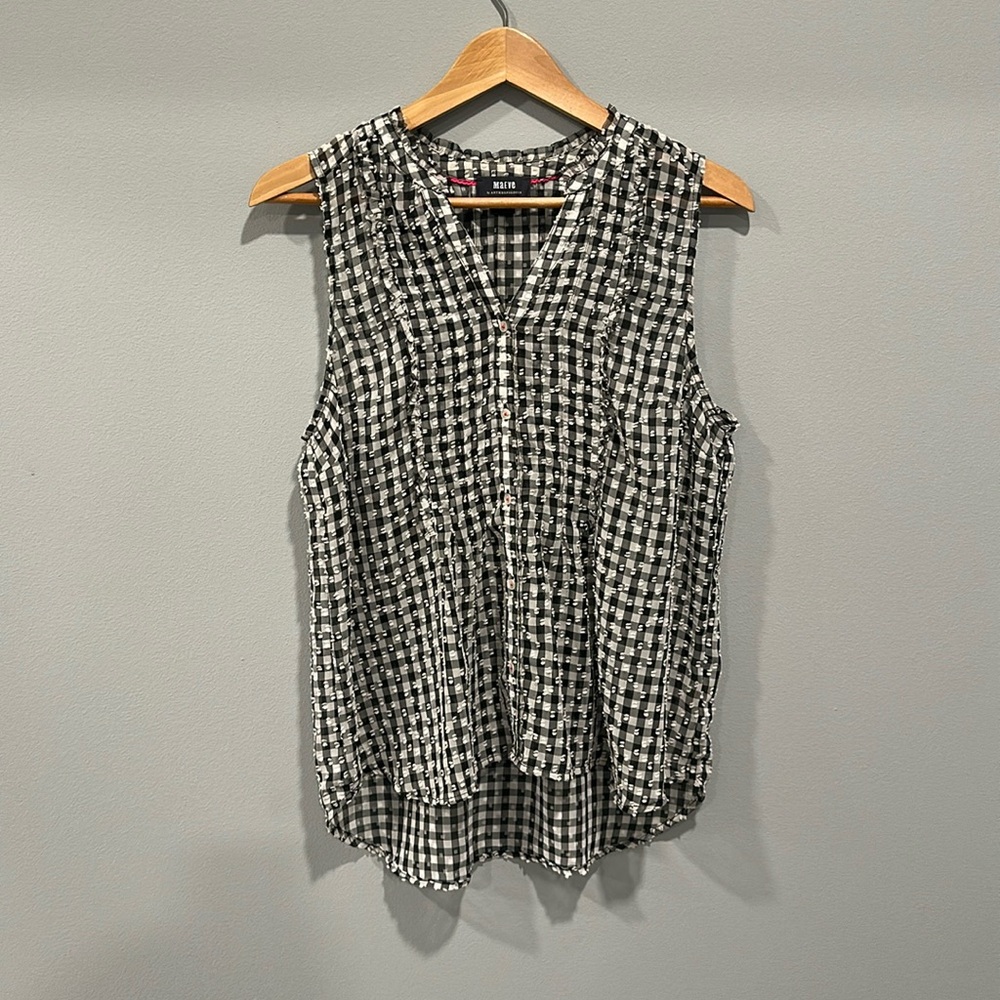 Anthropologie Maeve Black and White Checkered Tank Top Size Medium